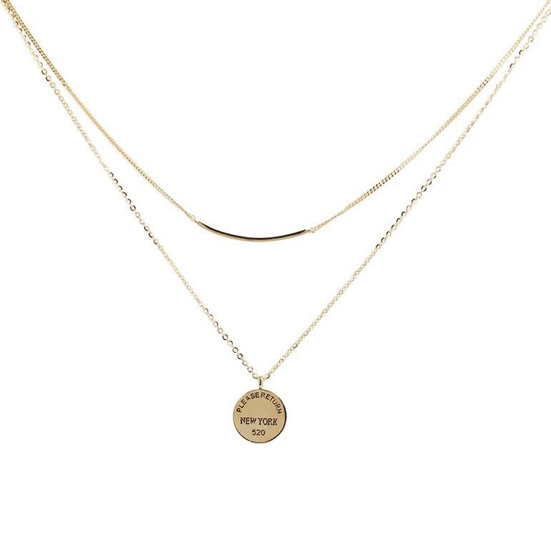 TIF25219615 light gold round letter pendant