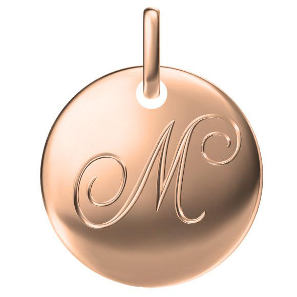 TIF65932897 light gold disc letter M pendant