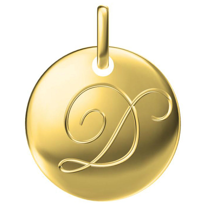 TIF58645297 light gold disc letter D pendant