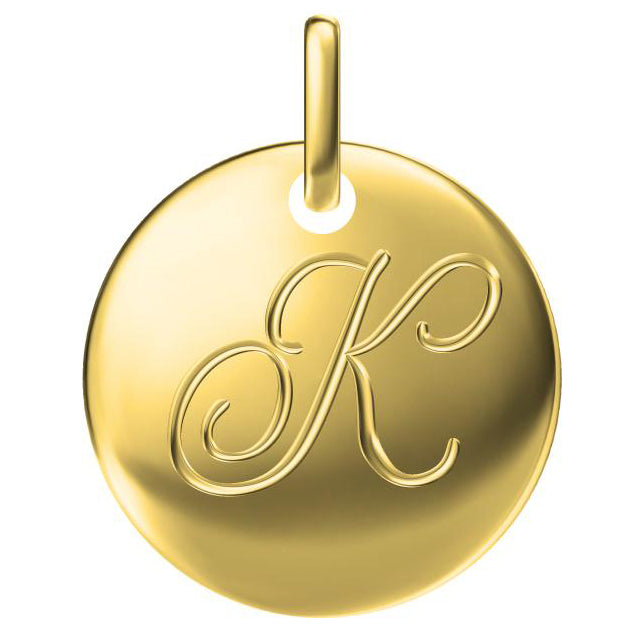 TIF26724100 light gold disc letter K pendant