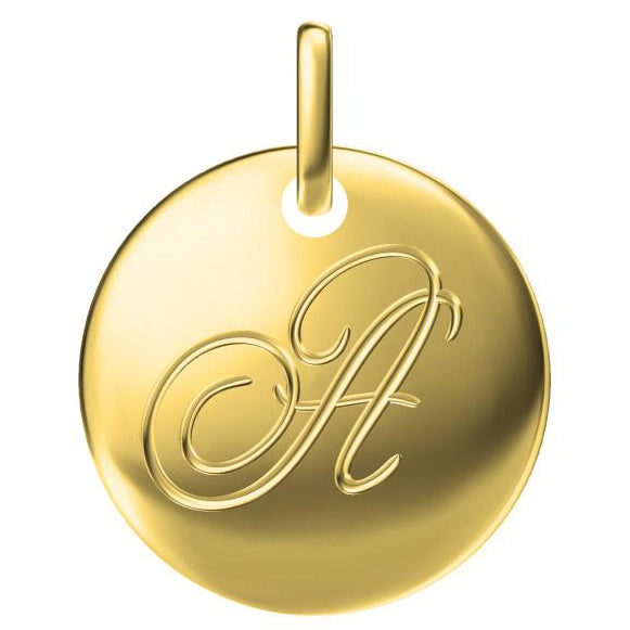 TIF66592109 light gold disc letter A pendant