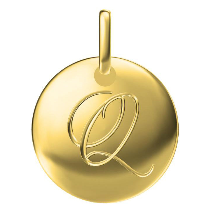 TIF86283959 disc letter Q light gold pendant