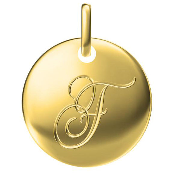 TIF20421804 light gold disc letter F pendant