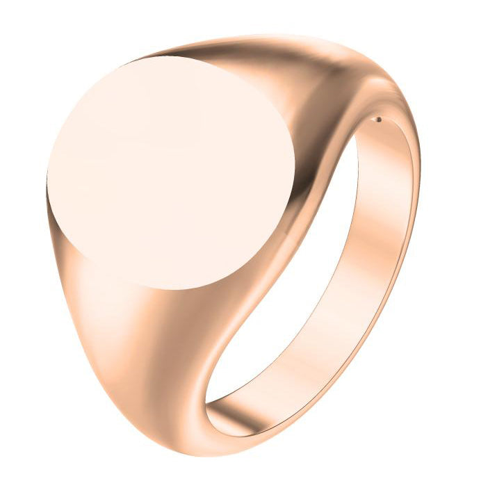TIF39611396 light gold disc men's ring 14#