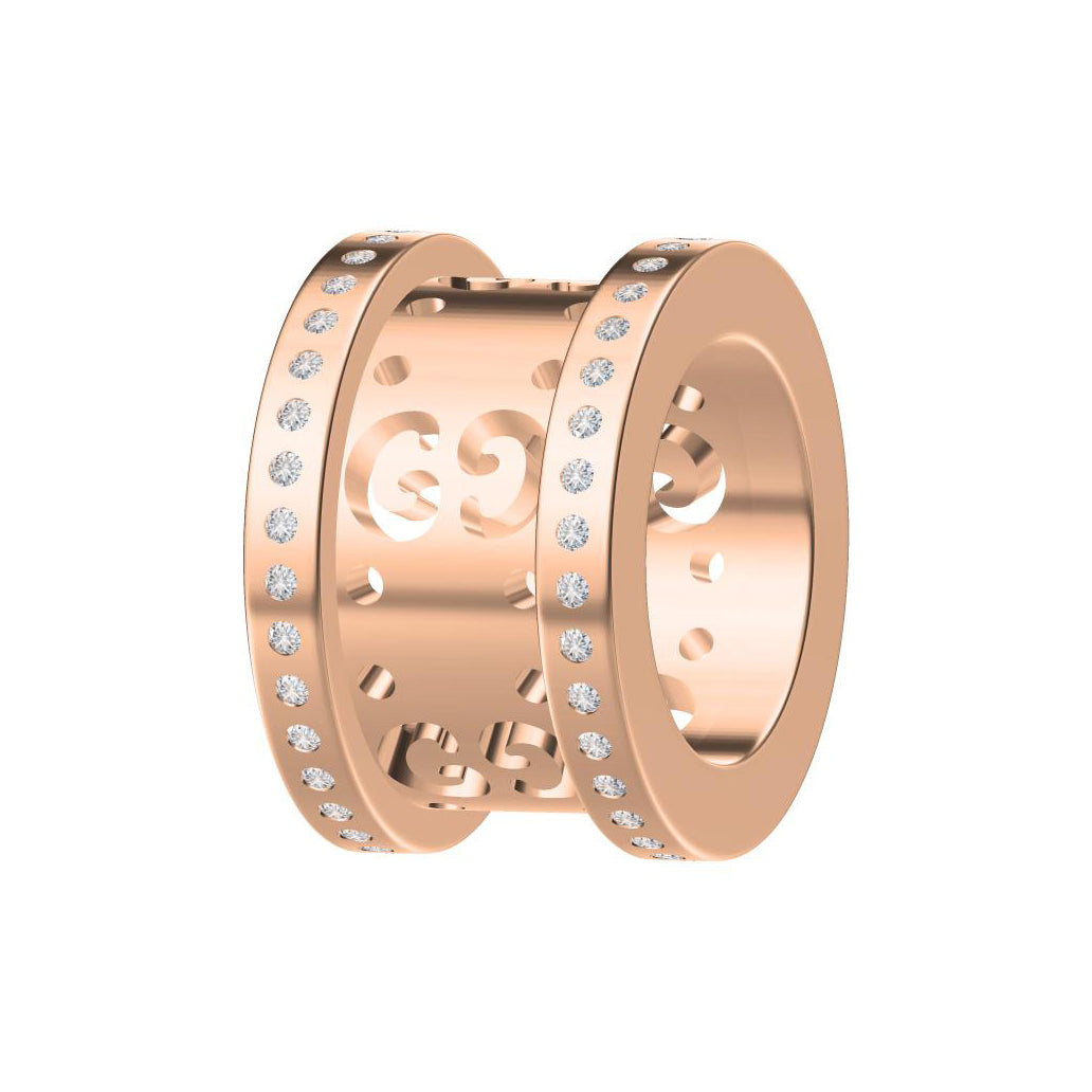GC-347741 Small waist double G pendant with stones on both sides