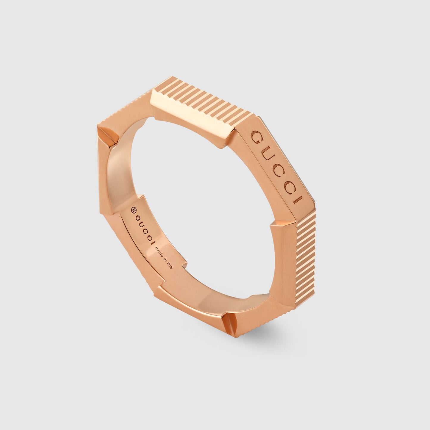 GC-662098 4mm wide striped light gold special-shaped ladder arm ring