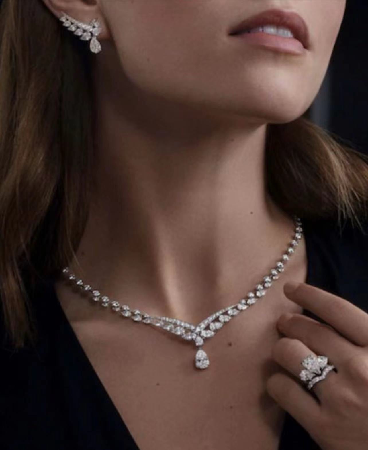 SM-084105 water drop diamond necklace, chain length 420MM
