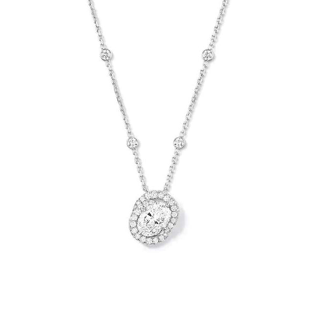 SM-468008 egg-shaped main stone tether pendant necklace
