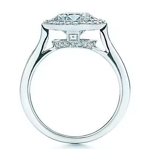 TIF89584218 bezel set square diamond straight arm diamond ring 10#
