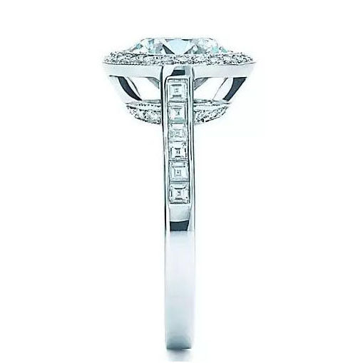TIF89584218 bezel set square diamond straight arm diamond ring 10#