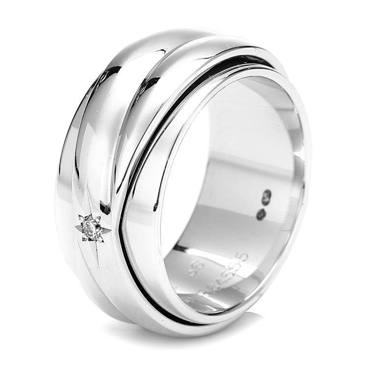 BJ-G34P4829 Cross Solitaire Diamond Turning Ring