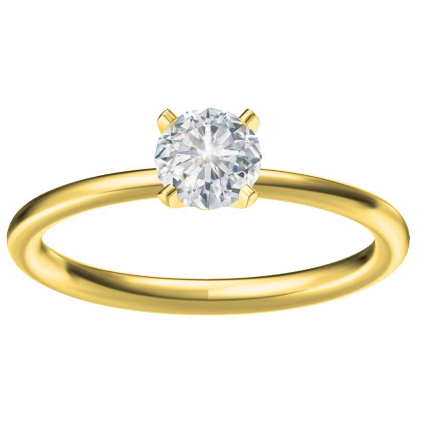 TIF9320006 Crossed four-prong light gold thin straight arm diamond ring 11#