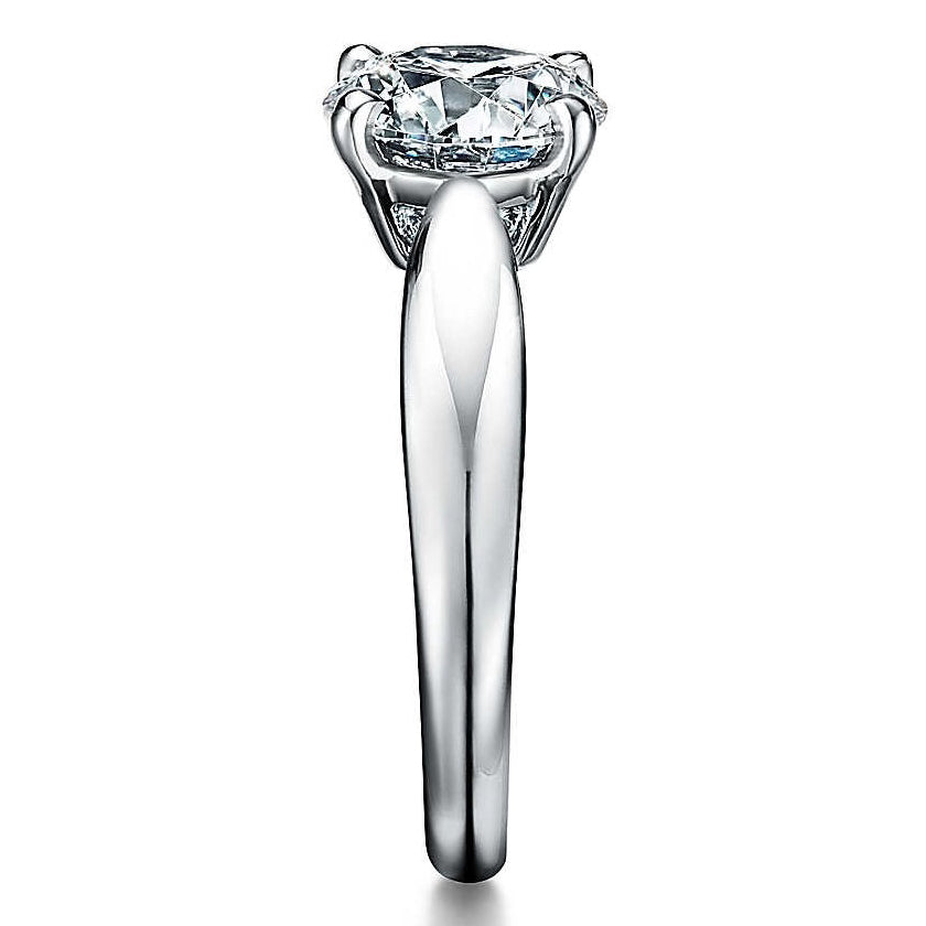 TIF13539864 Crossed four-prong light gold pointed straight arm diamond ring 4#