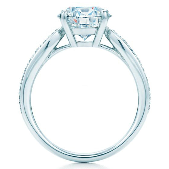 TIF33784779 Crossed four-prong spade edge semi-tipped straight arm diamond ring 14.5#