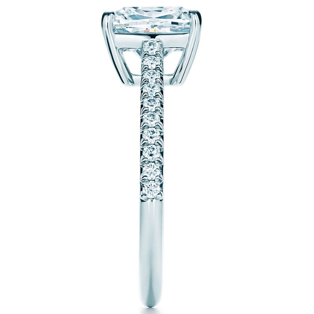 TIF36361798 Cross Four Claw Half Diamond Dovetail Set Straight Arm Diamond Ring 12#