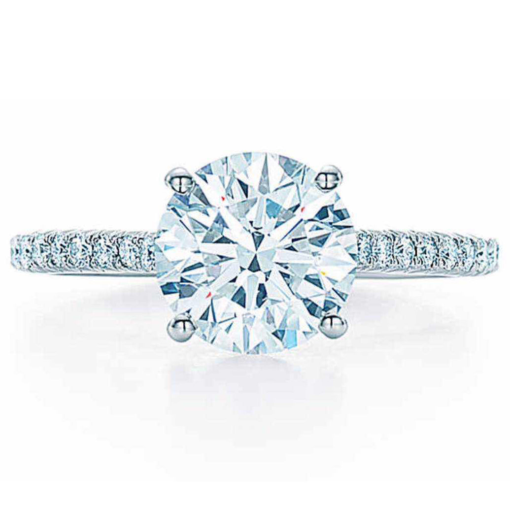 TIF36361798 Cross Four Claw Half Diamond Dovetail Set Straight Arm Diamond Ring 12#