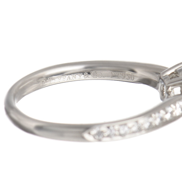 TIF72411071 Crossed four prongs semi-set spade edge straight arm diamond ring 12#