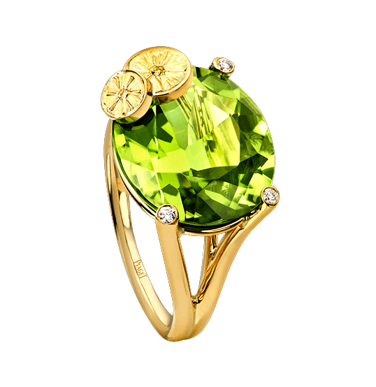 BJ-G34H1200 Cross Four-Prong Lemon Cocktail Colorful Ring