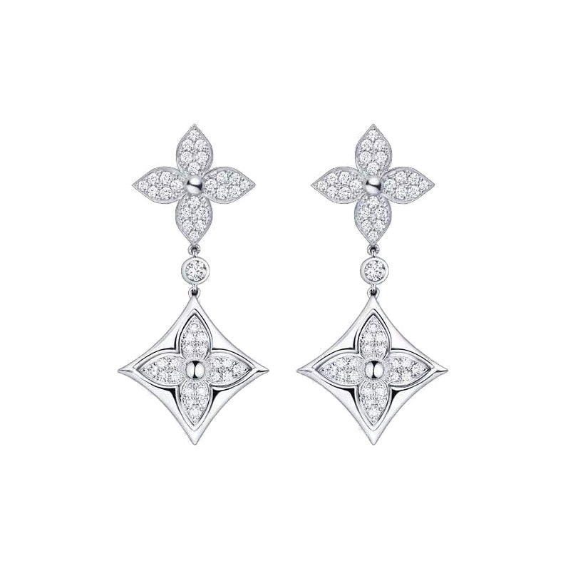 LV-Q96501 four-leaf clover plum blossom flying mark dense stone earrings