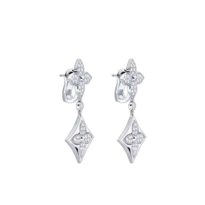 LV-Q96501 four-leaf clover plum blossom flying mark dense stone earrings