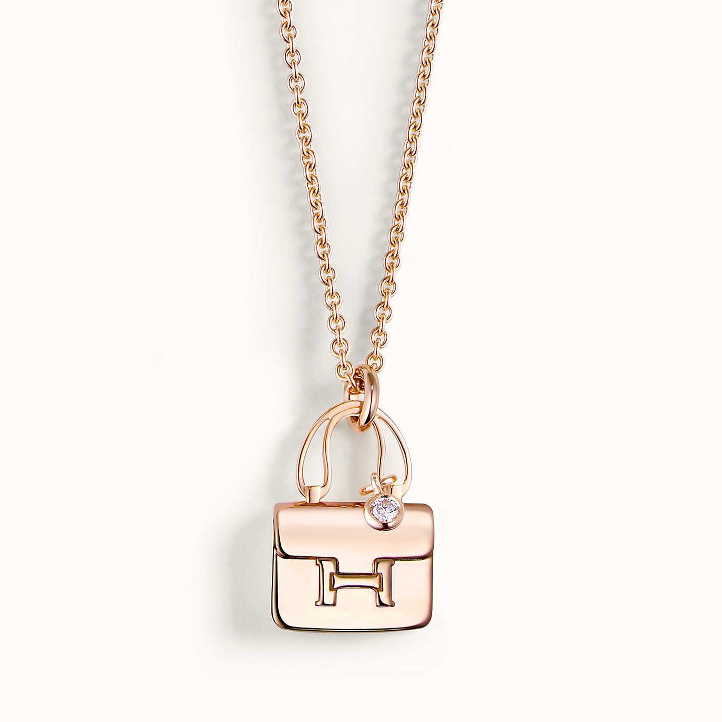 AiHshi-H121326B light gold bag single diamond pendant