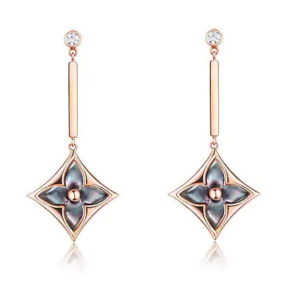 LV-Q96422 four-leaf clover flower plum blossom dart white shell earrings