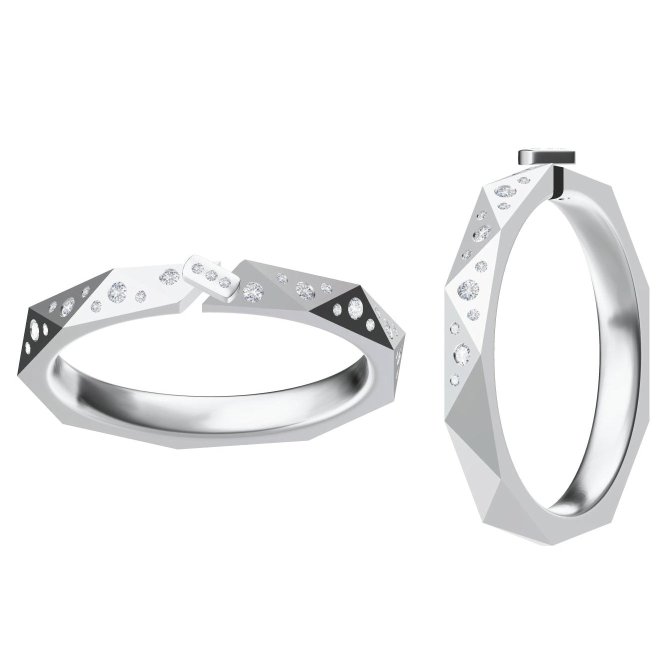 GLF triangular diamond face couple ring