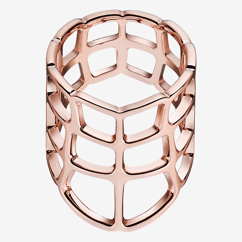 AHS-H216620B light gold hollow shield ring 15.5#