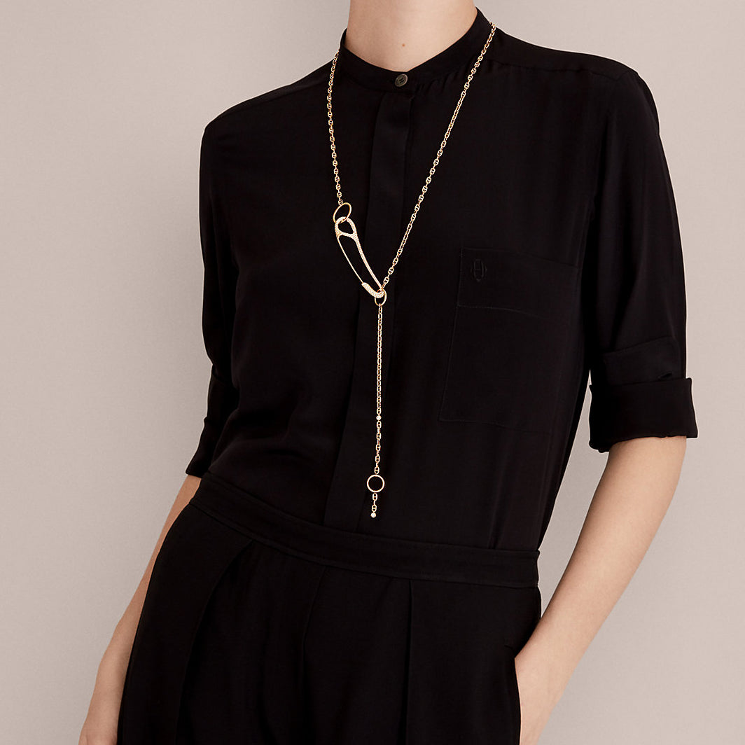 AiHshi-H165062 diamond paperclip reduced version necklace