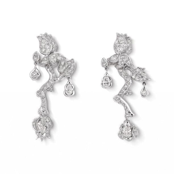 DA-JBAG94014 rose earrings full of diamonds (main stone 3.8*5.5mm)