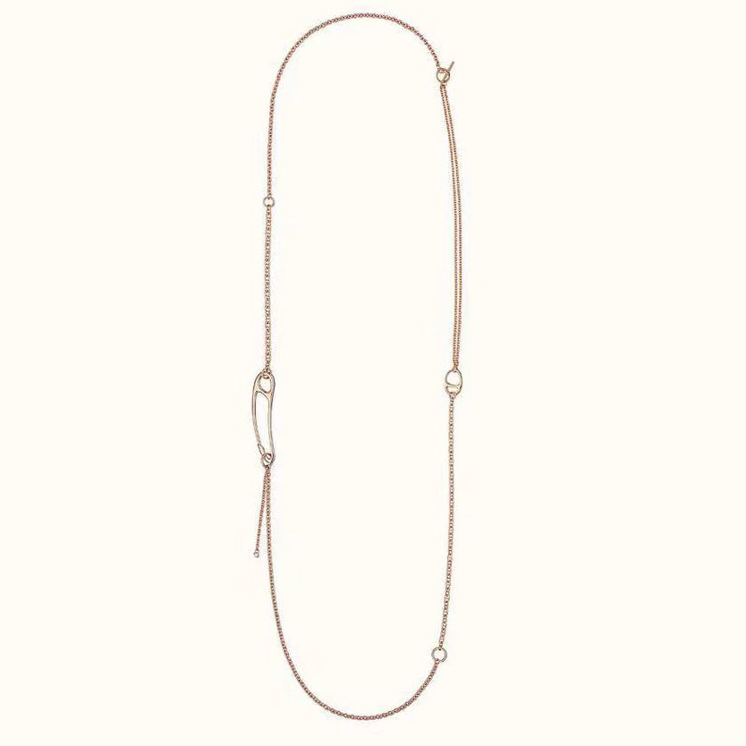AiHshi-H118590B light gold paper clip long necklace