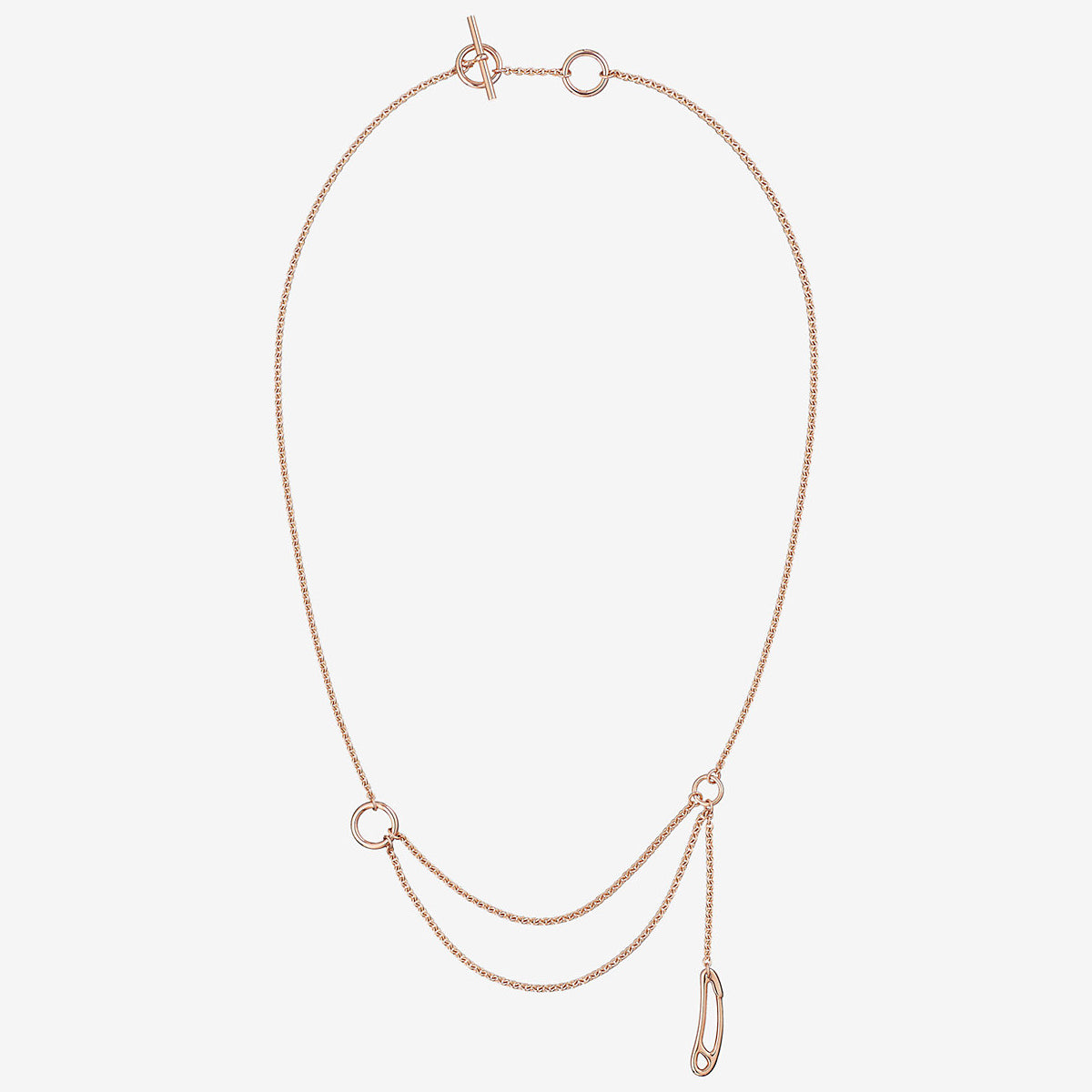 AiHshi-H185843B light gold paper clip necklace-1