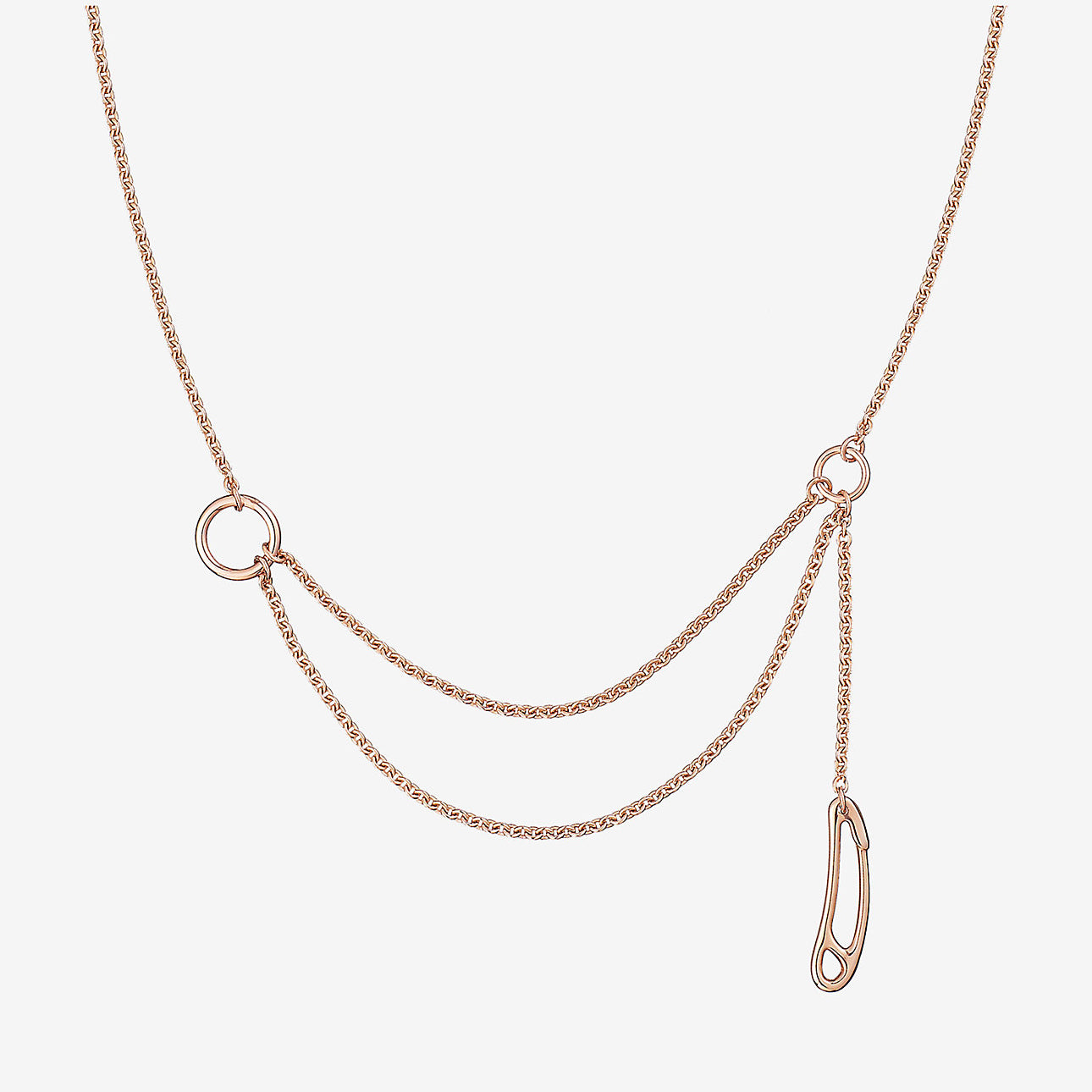AiHshi-H185843B light gold paper clip necklace-1