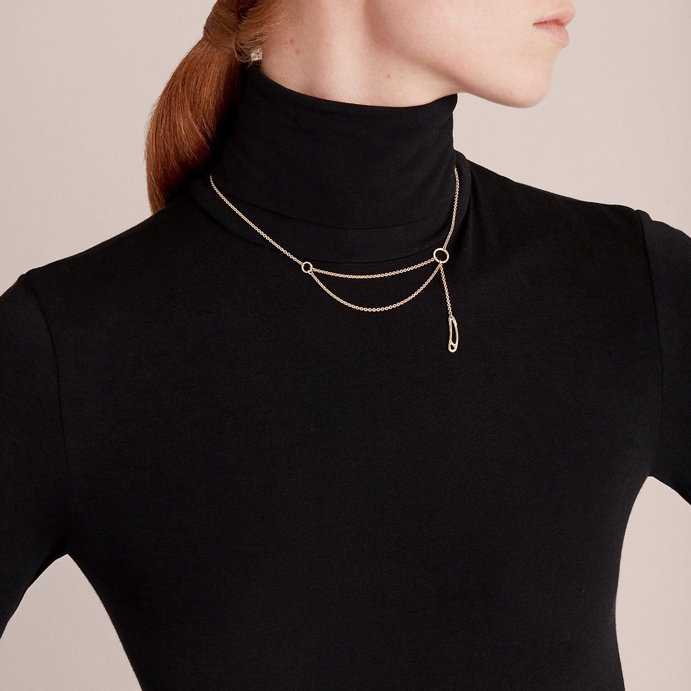 AiHshi-H185843B light gold paper clip necklace-1