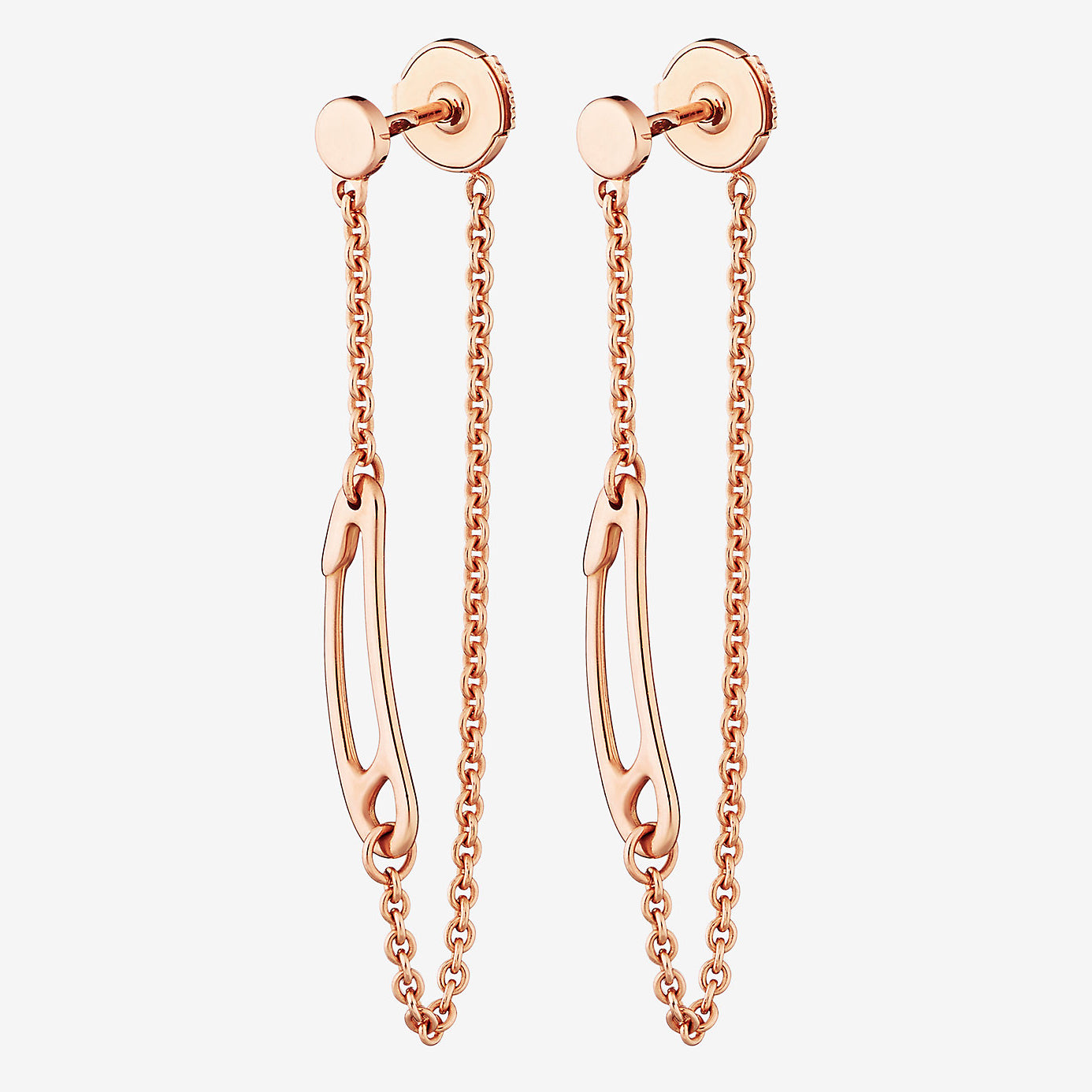 AHS-H217531B light gold paper clip chain long earrings