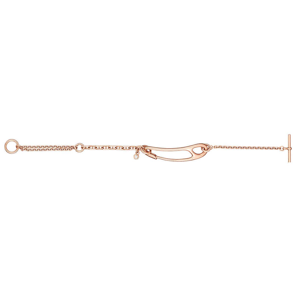 AHS-H217438B single diamond light gold paper clip bracelet 17#