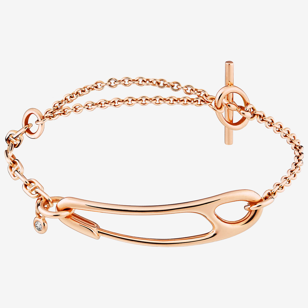 AHS-H217438B single diamond light gold paper clip bracelet 17#