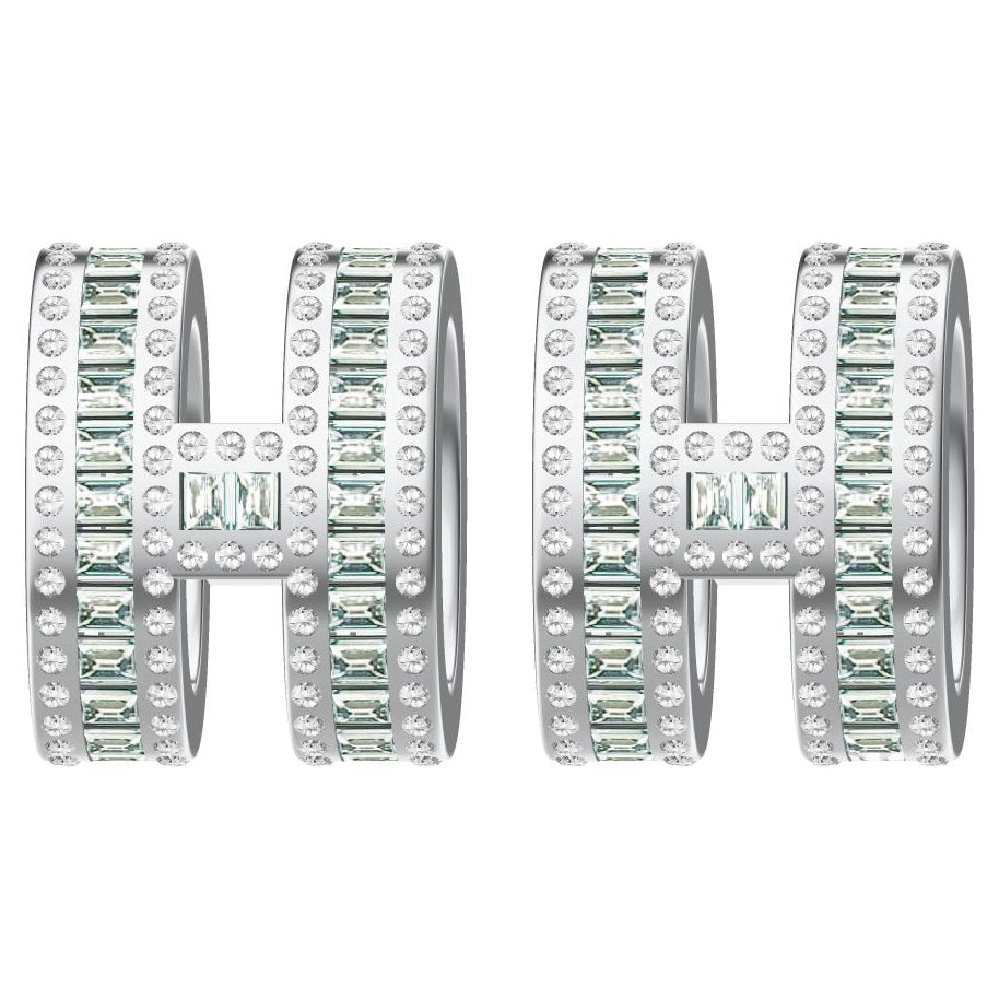 爱H仕-H214539B-12mmH镶石梯方耳钉