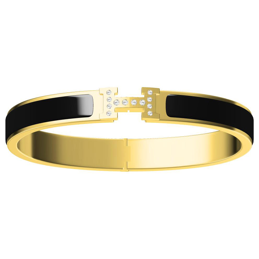 爱H仕-H162269B 8mm镶钻H皮带扣手镯小版18#