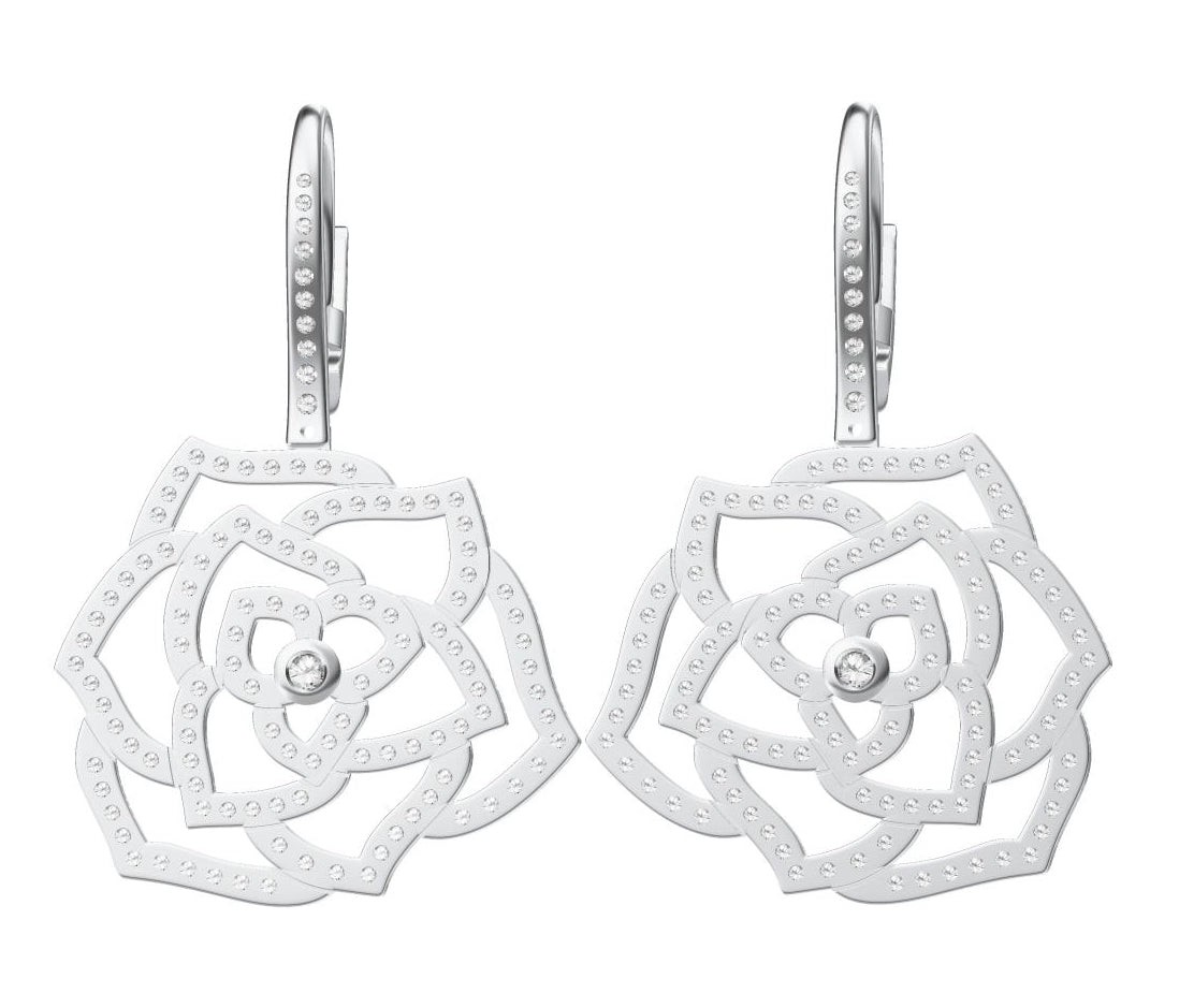 BJ-G38U3893 flat flower diamond stud earrings
