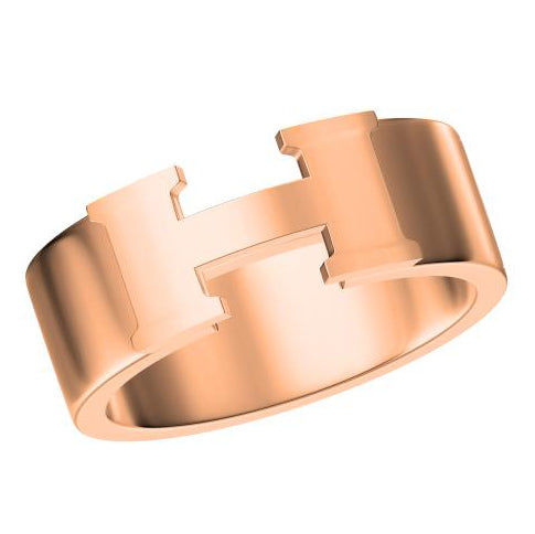 AHS-H162110B 7.2mm letter H light gold wide arm ring 15#