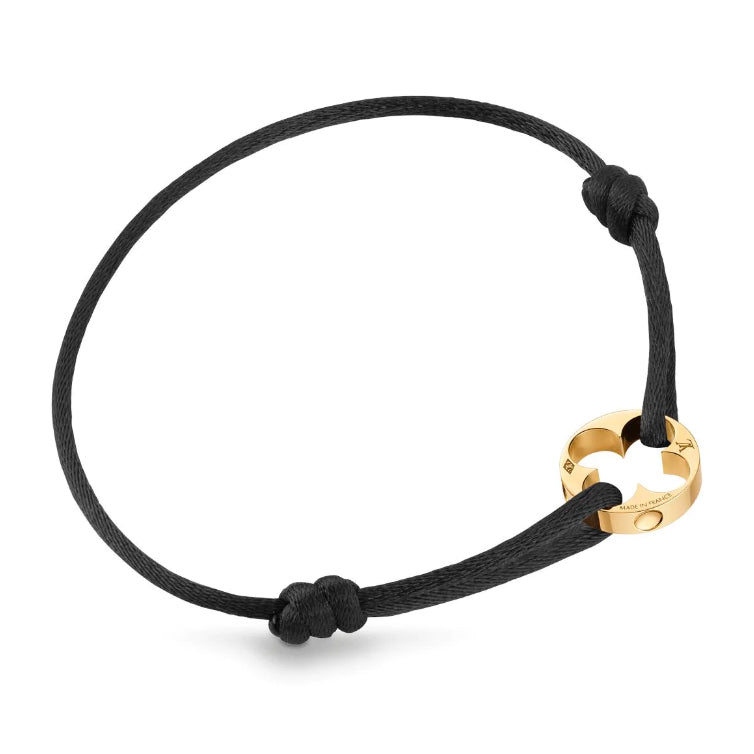 LV-Q95647 Luxuangguang gold four-leaf clover black rope bracelet