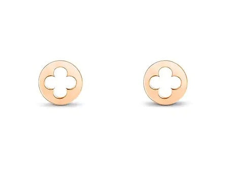 LV-Q96579 7.7mm wide round four-leaf clover light gold stud earrings