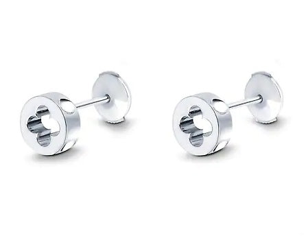 LV-Q96579 7.7mm wide round four-leaf clover light gold stud earrings