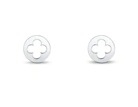 LV-Q96579 7.7mm wide round four-leaf clover light gold stud earrings