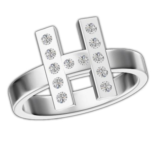 AiHshi-H151548B-H diamond-set light gold straight arm ring 13#