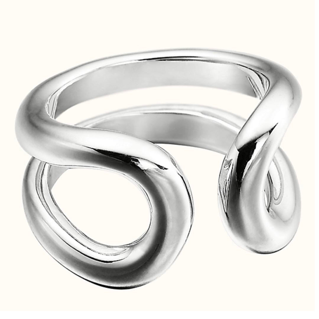 AiHshi-H104834B-U-shaped light gold open ring 13#