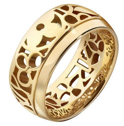 LV-Q9E40A hollow ring, light gold plum blossom dart hollow ring