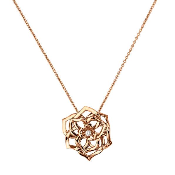 BJ-G33U0070 three-dimensional ribbon rose pendant small