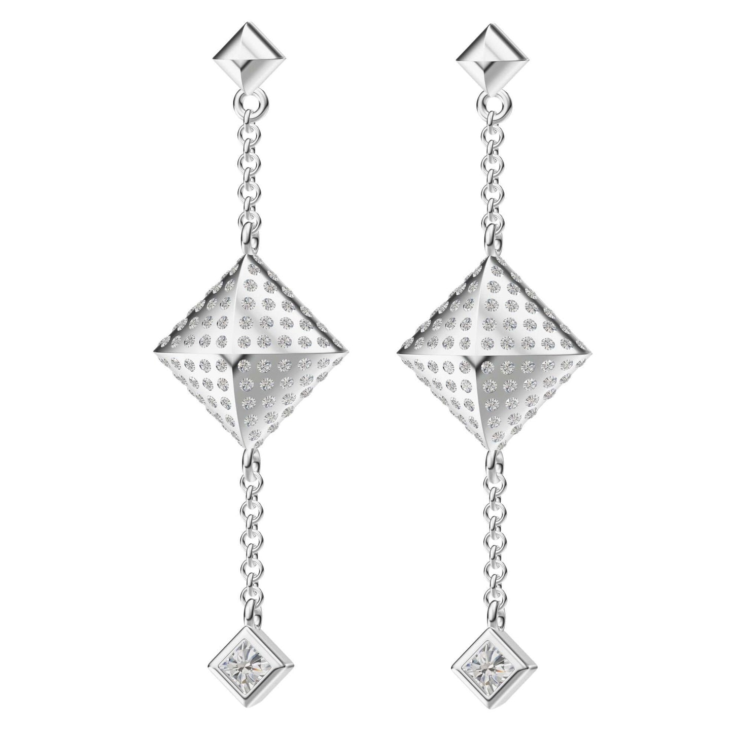 AHS-H151688F full diamond pyramid rhombus earrings